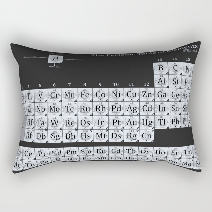 Grayscale Periodic Table of Elements Rectangular Pillow