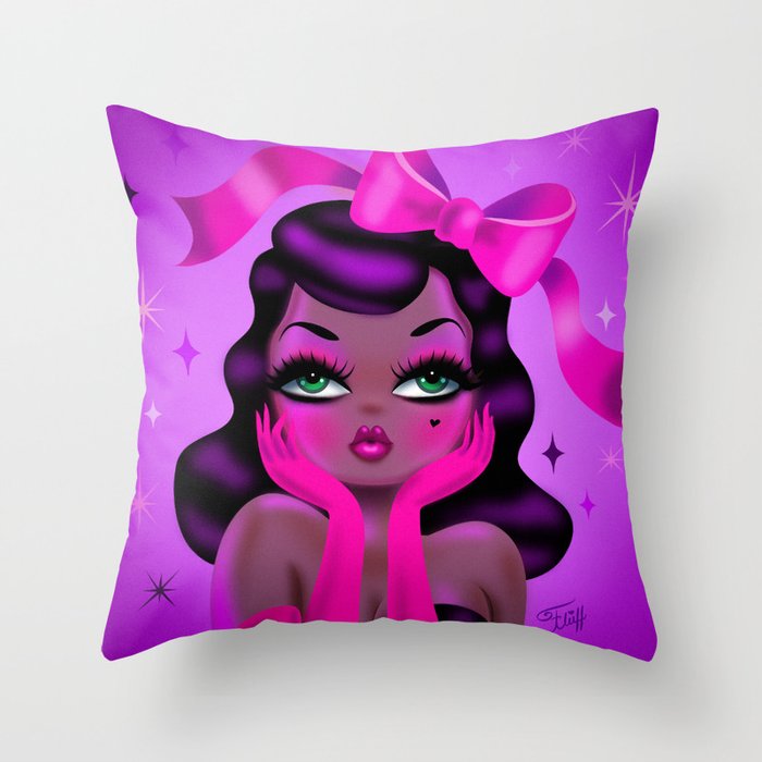 Glamour Doll on Violet Throw Pillow