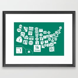United State Highways of America - Interstate Green Framed Art Print