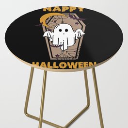 Happy Halloween quote ghost with coffin Side Table