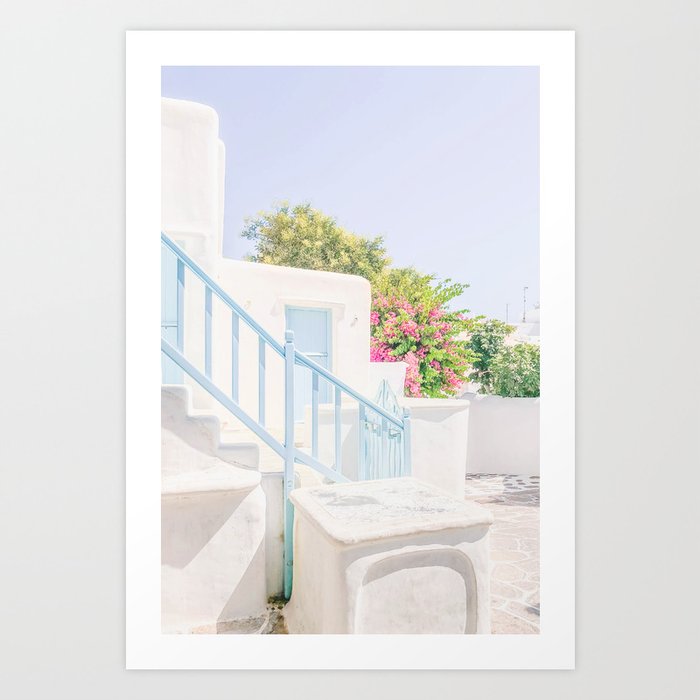 507. Blue Stairs, Mykonos, Greece Art Print
