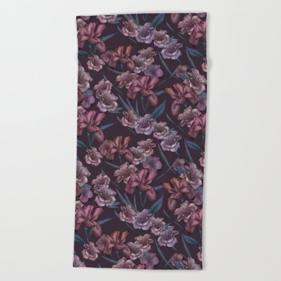 Hand-Drawn Bohemian Floral Beach Towel