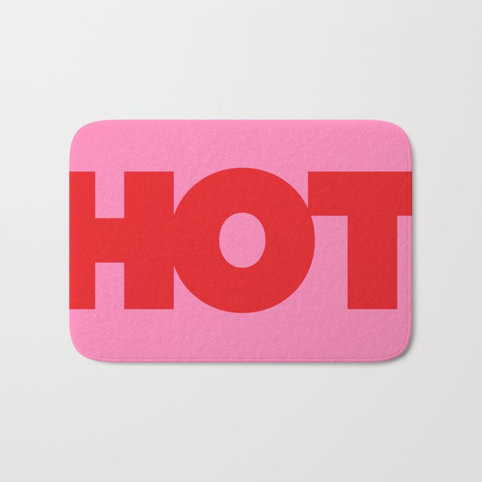 HOT | Typography | Horizontal Red on Pink Bath Mat
