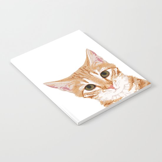 Peeking Orange Tabby Cat - cute funny cat meme for cat ladies cat people Notebook