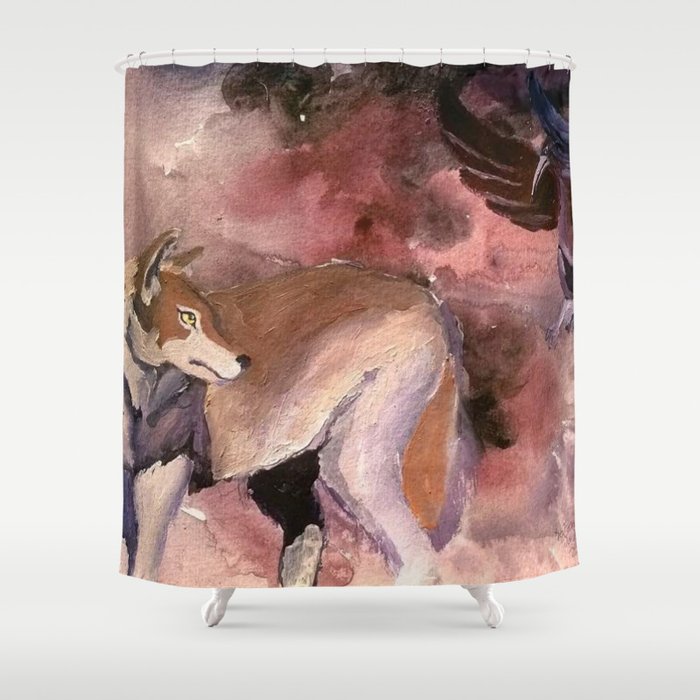 Wolf and Crow Shower Curtain