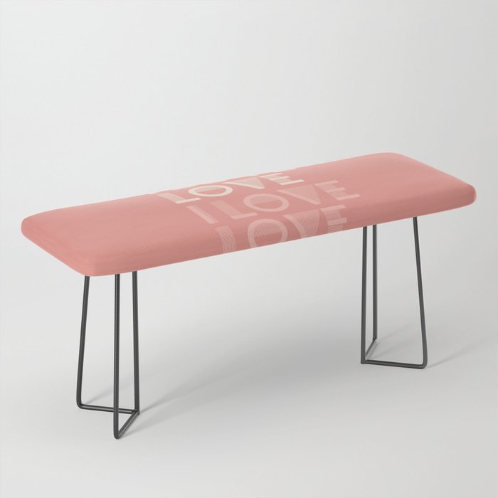 I Love Love -  Coral Pink pastel colors modern abstract illustration  Bench