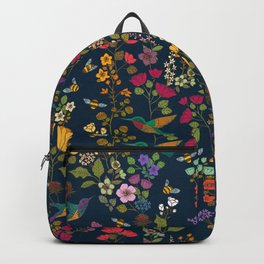 Hummingbirds and Bees {Deep Blue} Backpack