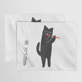 Black cat with flute Placemat