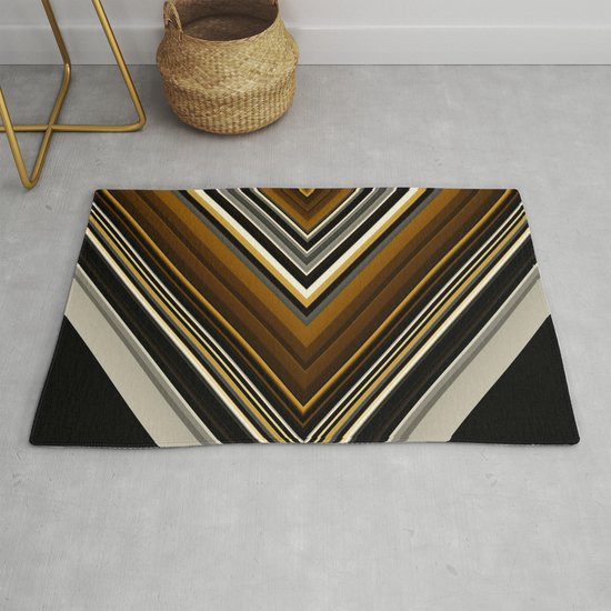 Retro Triangles Pattern In Black Grey Yellow And Brown Rug By Walstraasart Society6