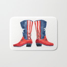 patriotic boots Bath Mat | Boots, Flag, Redwhite Blue, Redwhiteblue, Painting, Rodeo, Hamilton, Cowboy, Patriotic, Katehamilton 