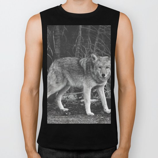 Mighty Wolf (Black & White) Biker Tank