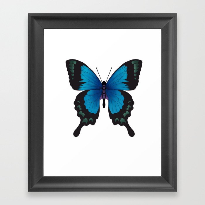 Blue Monarch Butterfly Framed Art Print