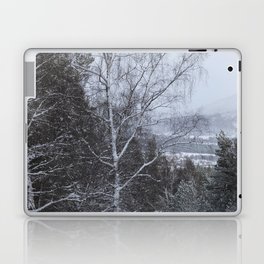 Snow Laden Birch and Pine Trees in a Scottish Highlands Forest   Laptop Skin
