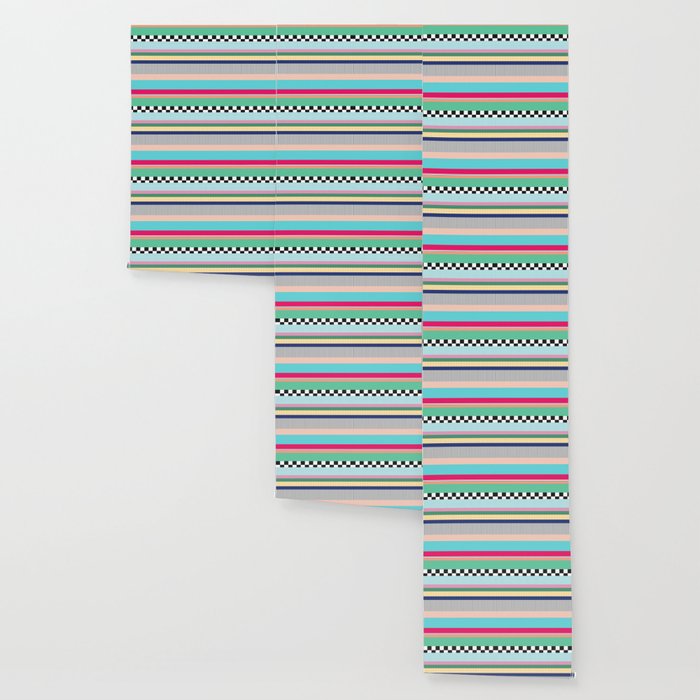 Stripes Mixed Print And Pattern With Color Blocking Wallpaper By