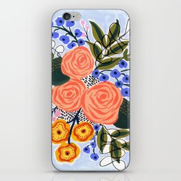 Gouache Abstract Flowers - Pink and Blue  iPhone Skin