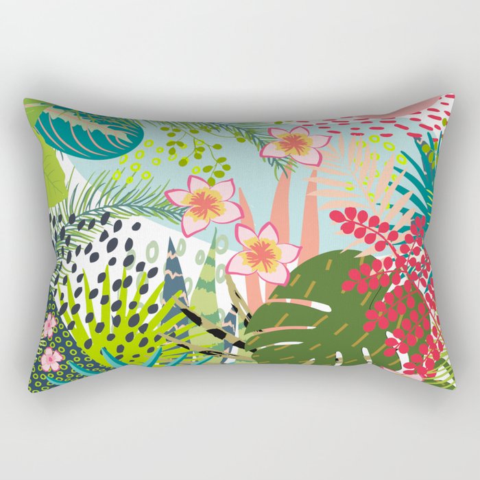 Tropical, Palms, Jungle Prints, Nature Art. Rectangular Pillow