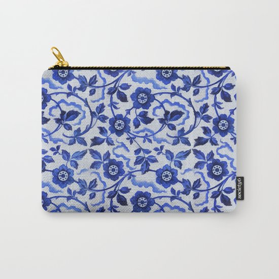 Azulejos blue floral pattern Carry-All Pouch