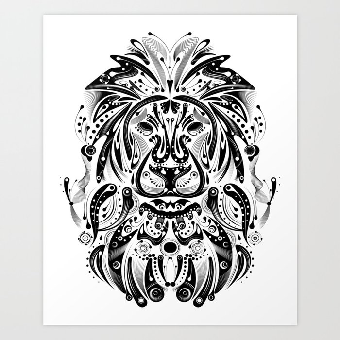 tribal lion Art Print by Ancello | Society6