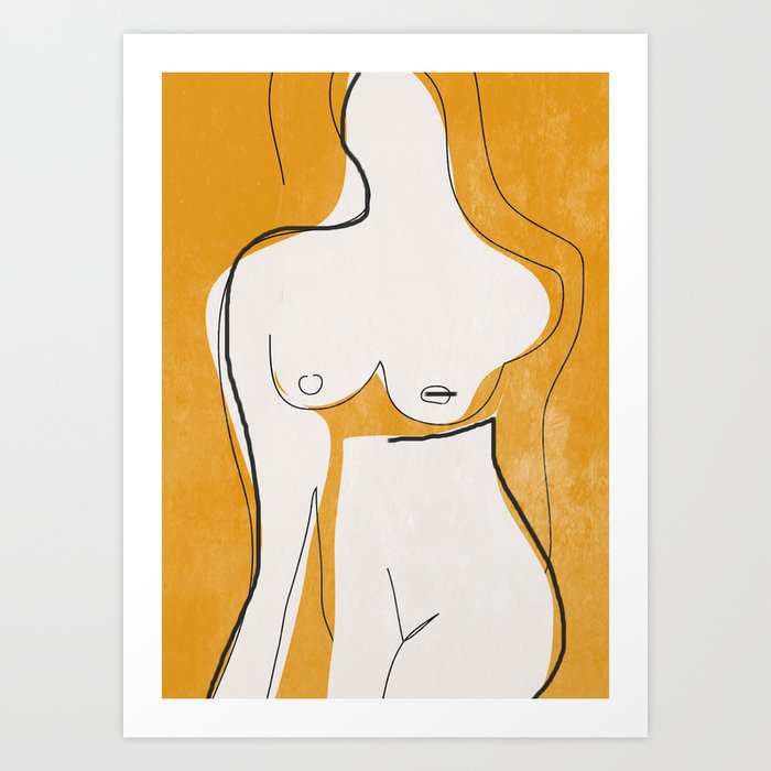 Abstract Line Art Nude Art Print By Thindesign Society6