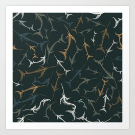 Fish Bone Collection - Dark Slate Art Print