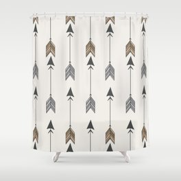 Vertical Arrow Patterns - Cream and Neutral Earth Tones Shower Curtain