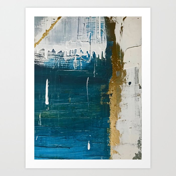 Rain 3 A Minimal Abstract Mixed Media Piece In Blues White