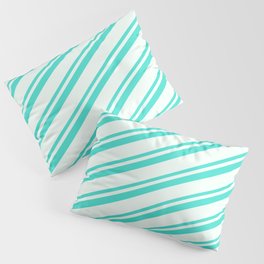 [ Thumbnail: Mint Cream and Turquoise Colored Lines Pattern Pillow Sham ]