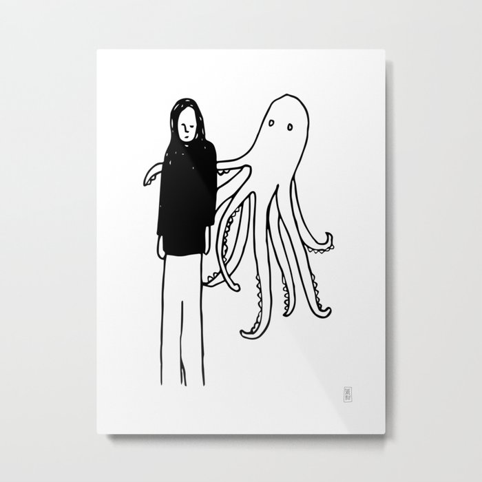 Octopus Hug Metal Print