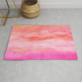 Bright pink orange sunset watercolor hand painted Area & Throw Rug