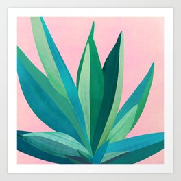 Spring Cactus With Pink Sky / Desert Series Art Print