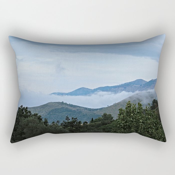 Hills Clouds Scenic Landscape 3 Rectangular Pillow