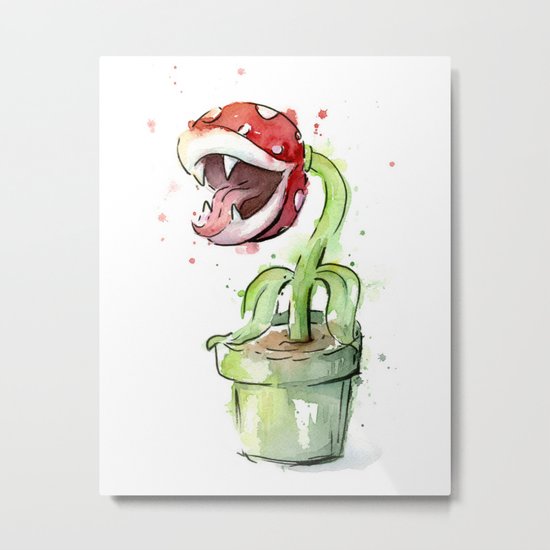 Piranha Plant Art Nintendo Mario Videogame Geek Gaming Metal Print