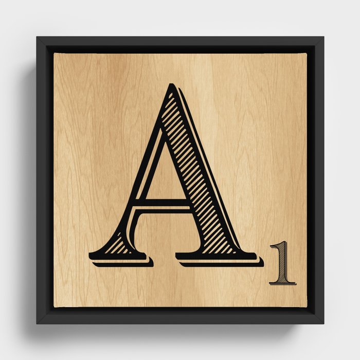 Scrabble Tile Letter A Framed Canvas