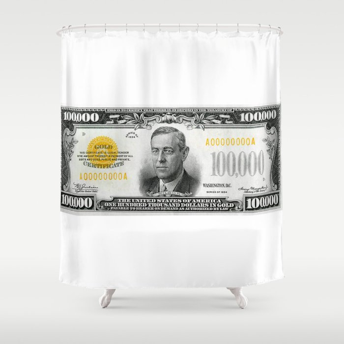 Highly Exclusive Replica 1934 100 000 Gold Certificate Bank Note Shower Curtain