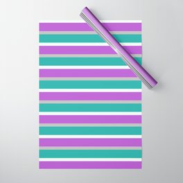 [ Thumbnail: Grey, Light Sea Green, Mint Cream, and Orchid Colored Lined Pattern Wrapping Paper ]