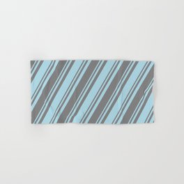 [ Thumbnail: Light Blue and Grey Colored Lined/Striped Pattern Hand & Bath Towel ]