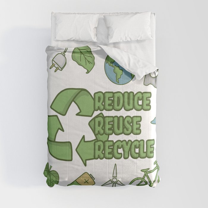 Reduce, reuse, recycle Recycle Symbol Comforter by Goodbye Dolly Society6
