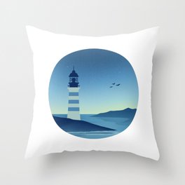 Lighthouse at Sunrise Minimal Landscape Framed Art Print Throw Pillow