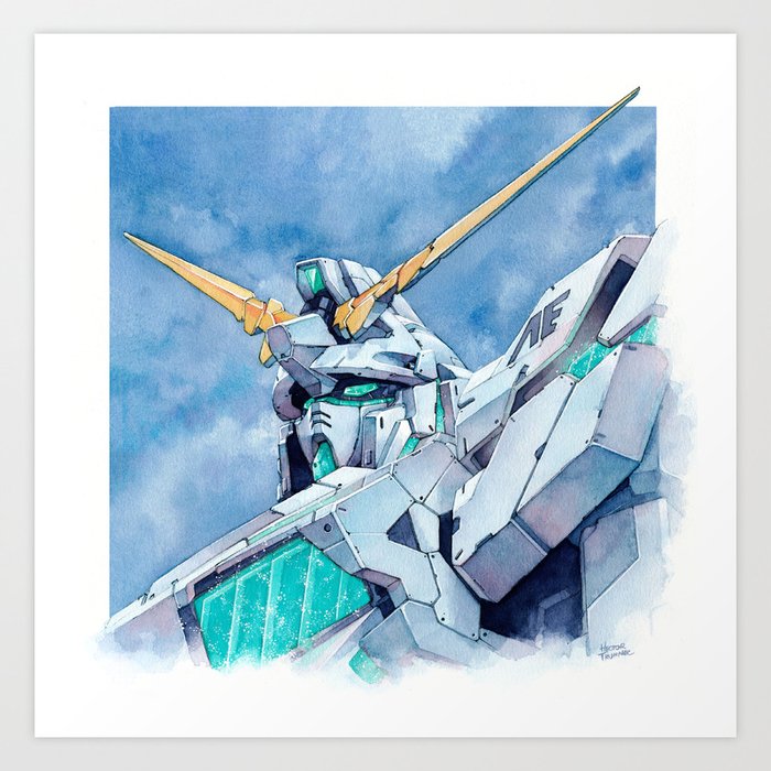 Unicorn Gundam Green Psycho Frame Art Print By Trunnec Society6