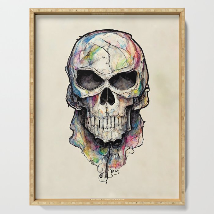 Watercolor skull - Painter's Paradise Serving Tray