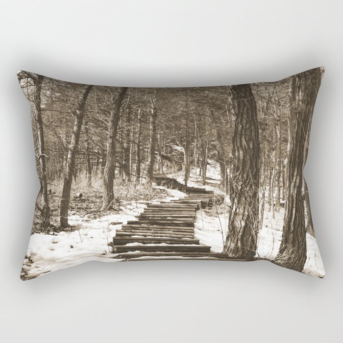 Forest Stairs | Sepia Photography Rectangular Pillow