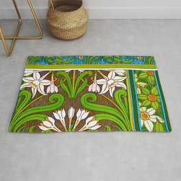 Jonquil Art Nouveau Flower Tiles Rug