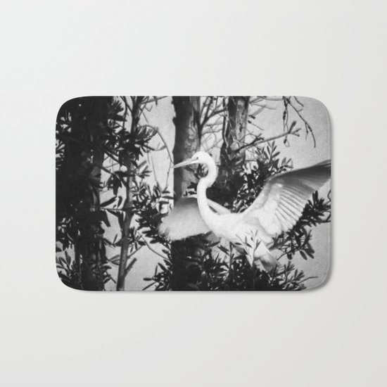 Great Egret In The Trees Bath Mat
