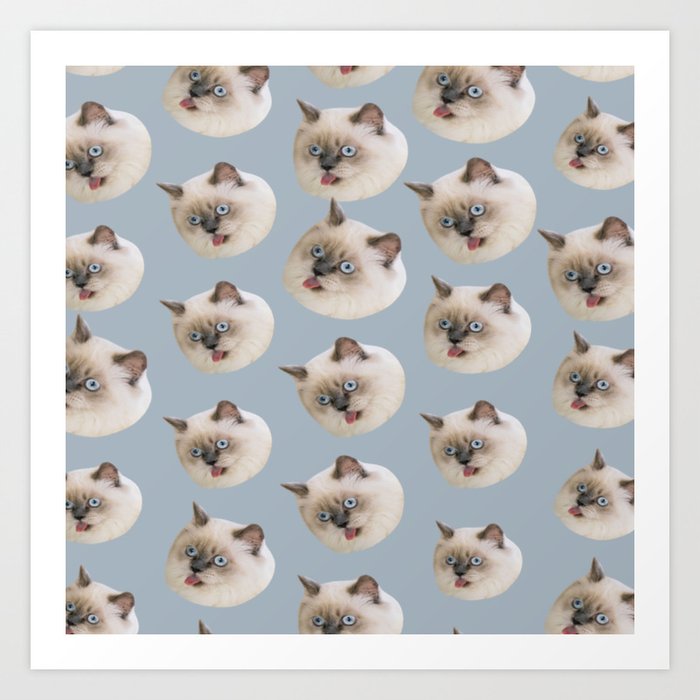 Cute Animal Pattern Beige Birman Cat Art Print By