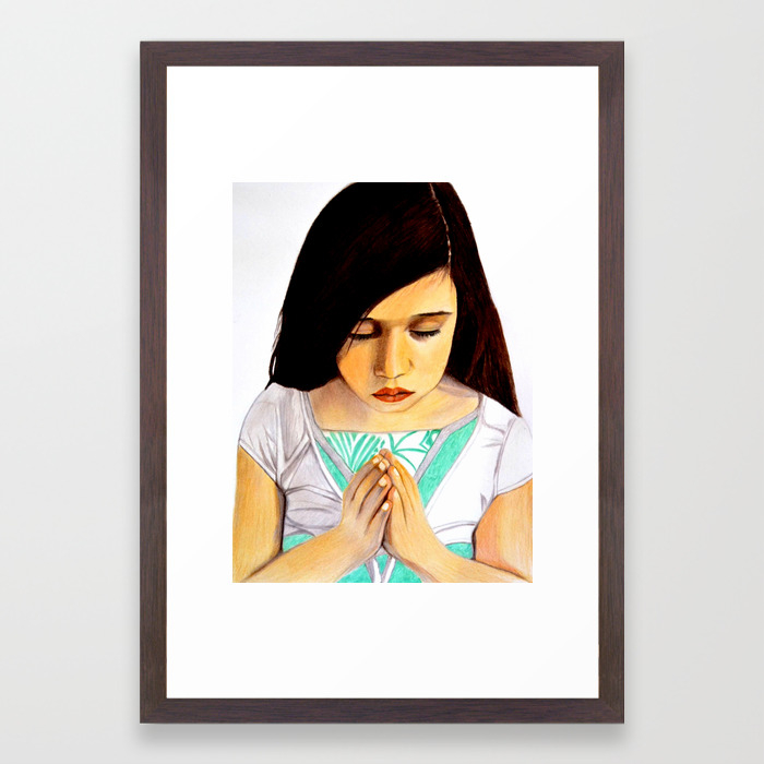 Girl Praying Framed Art Print By Saribellerodriguezart Society6