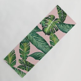 Jungle Leaves, Banana, Monstera II Pink #society6 Yoga Mat