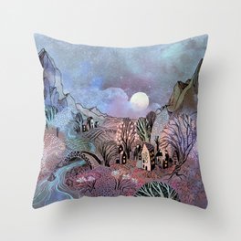 Valley at Full Moon Throw Pillow