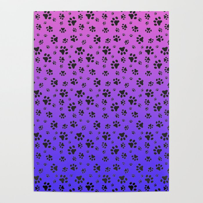Allieret verden Forpustet Paw Prints Pink Purple Blue Gradient Poster by Rose Gold | Society6