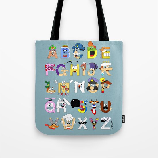 Breakfast Mascot Alphabet Tote Bag