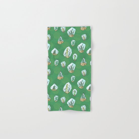 Green succulents in the glass vase Hand & Bath Towel